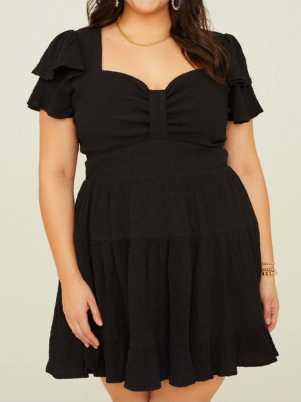 Arula Little Black Dress Ruffle Sweetheart Tiered Plus Size A or 1X